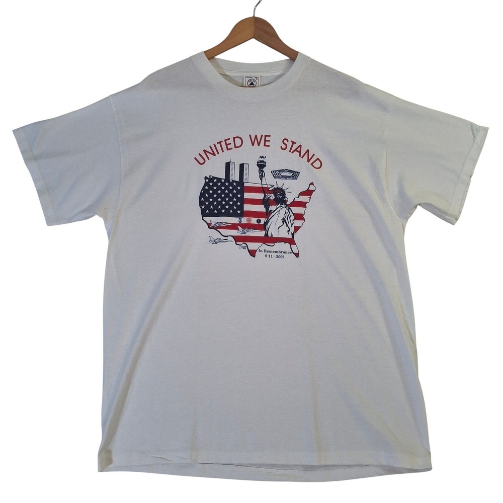 VTG United We Stand 9-11 Memorial T-Shirt Men's XL White Delta Pro Weight Cotton